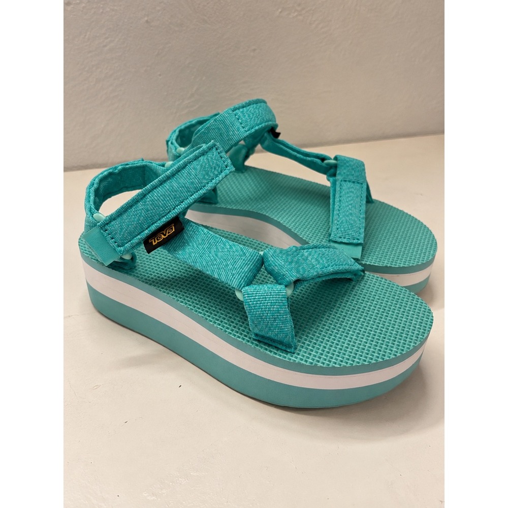 Teva Platform Sandals Women's Size 5 Teal Green Flatform Universal Strappy Retro